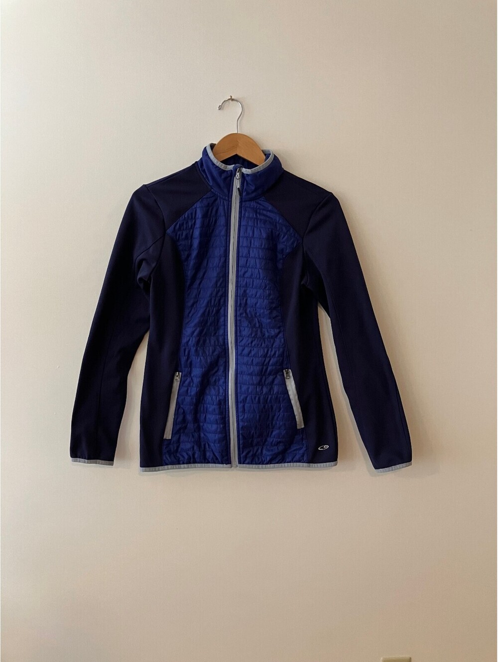 C9 by Champion Womens M Navy Quilted Hybrid Jacket Full Zip Running Athletic